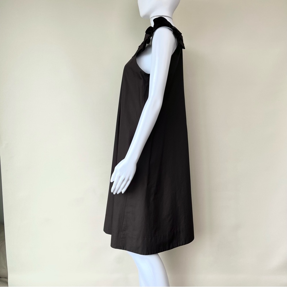 Les Copains Ruffle Brown A Line Dress Cotton 42 M - Picture 5 of 14